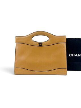 Chanel Coco Top Handle Cutout Tote Bag Beige Lambskin